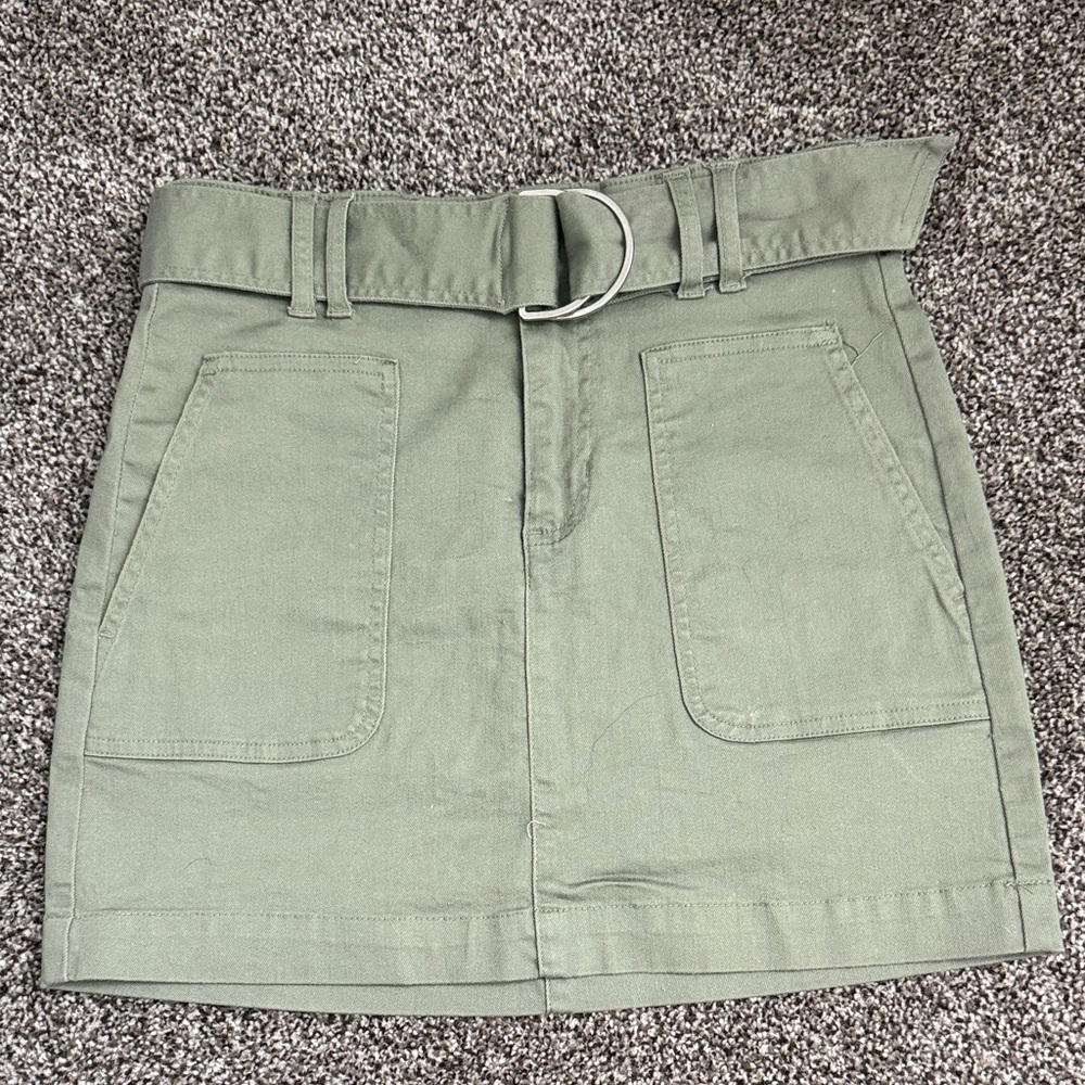 Olive Green Belted Skirt